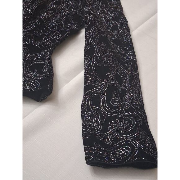 VTG Cachet by Bari Protas Cropped Sparkle Jacket Black Velvet Velour Sz L Bling - Picture 16 of 16